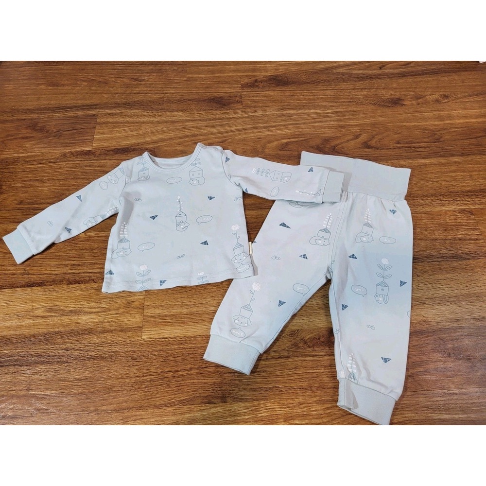 Pure Born 2 Piece Blue Outfit Size 12 Months 100% Cotton